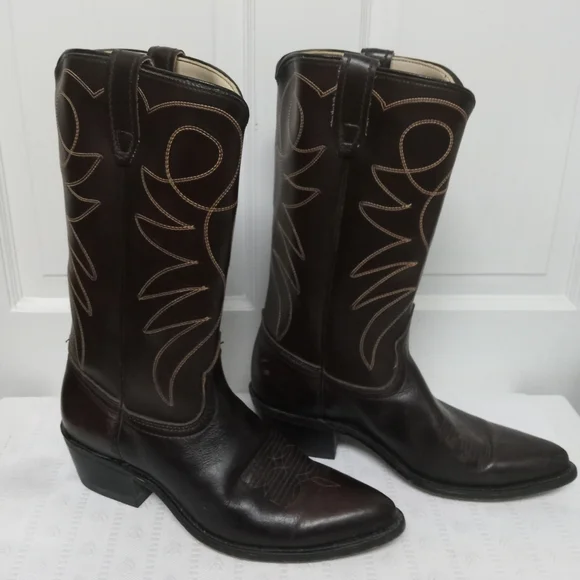 Stuart McGuire Men\'s Cowboy Brown Leather Western Boots RARE 70 main image 4
